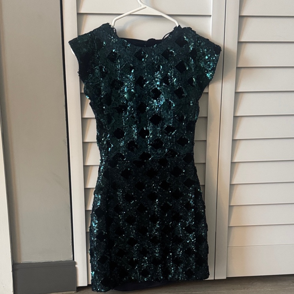 Sequin Mini Dress in Green and Black